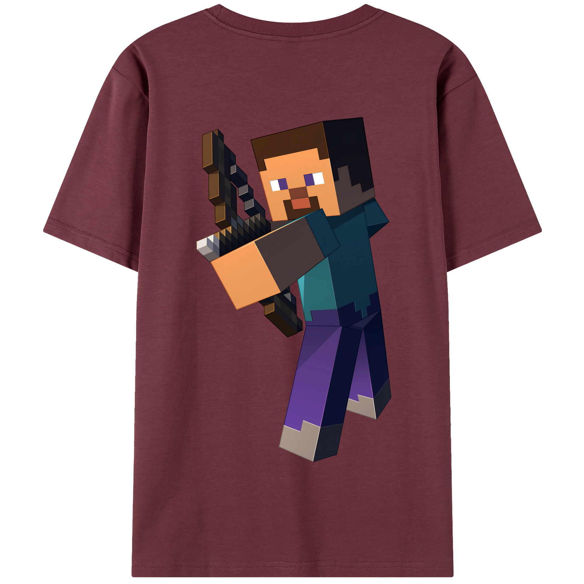 （画像用） マインクラフト ブロックの世界 Minecraft MC Block world 綿100％半袖Tシャツ（背面プリント）